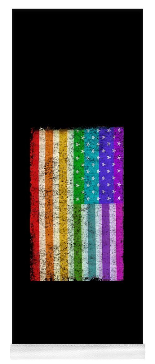Cool Yoga Mat featuring the digital art Rainbow Us Flag #1 by Flippin Sweet Gear