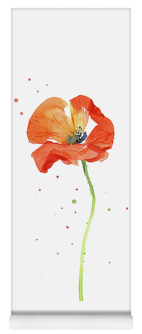 Poppy Painting Yoga Mat featuring the painting Red Poppy Flower by Olga Shvartsur