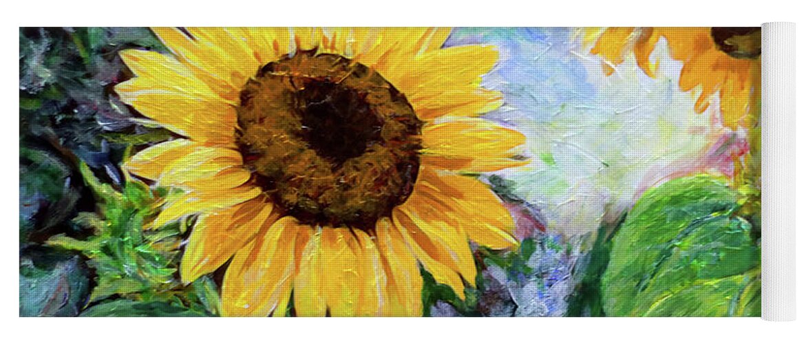 Acrylic Yoga Mat featuring the painting Sunflowers by Michele A Loftus