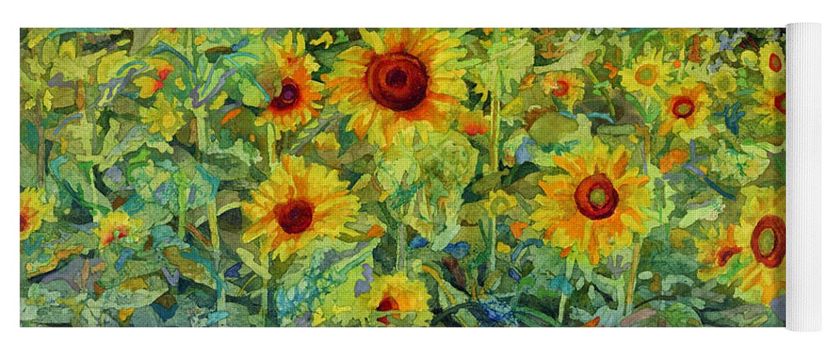 Sunflower Yoga Mat featuring the painting Sunny Meadow by Hailey E Herrera