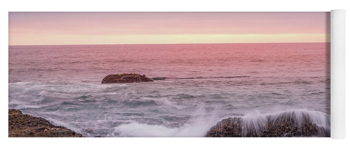 Ocean Yoga Mat featuring the photograph Sunset Sprays #1 by Aaron Burrows