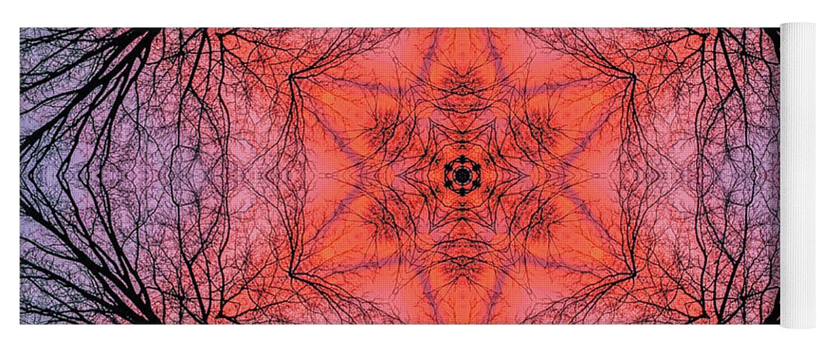 Kaleidoscope Yoga Mat featuring the photograph Sunset Tree #1 by Minnie Gallman