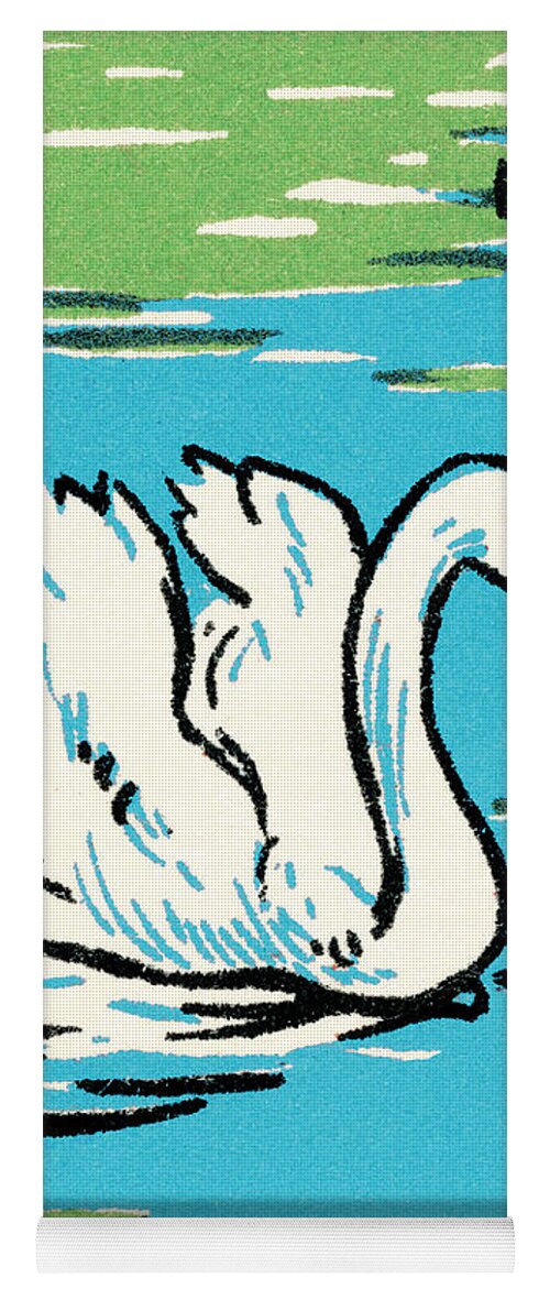 Animal Yoga Mat featuring the drawing Swan #1 by CSA Images