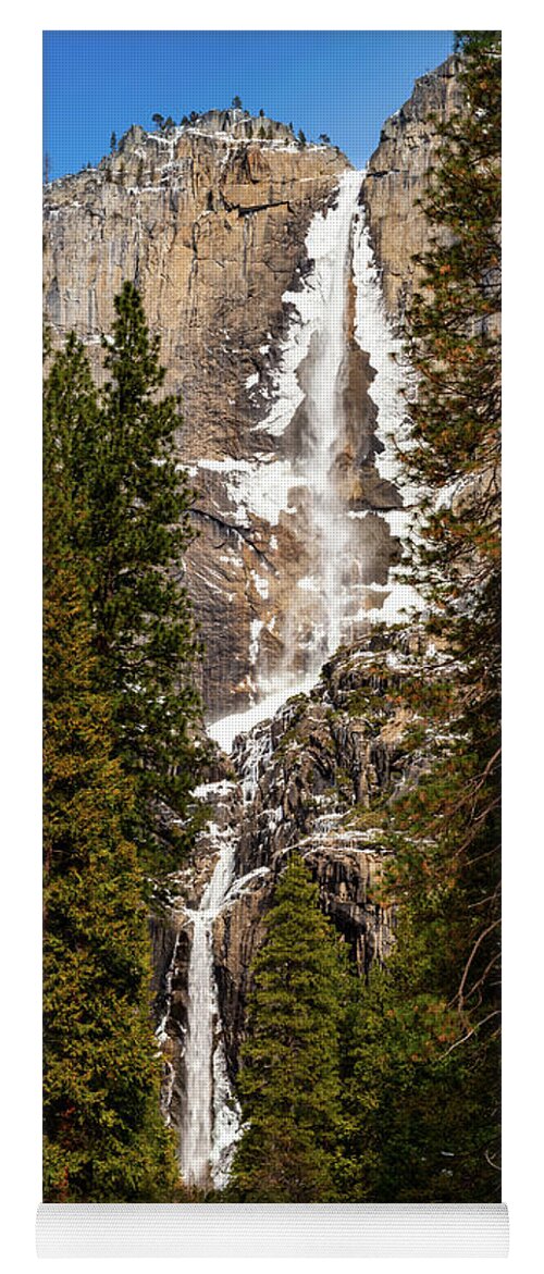 Yosemite National Park Yoga Mat featuring the photograph The iconic Yosemite Falls in the winter. #1 by Jamie Pham