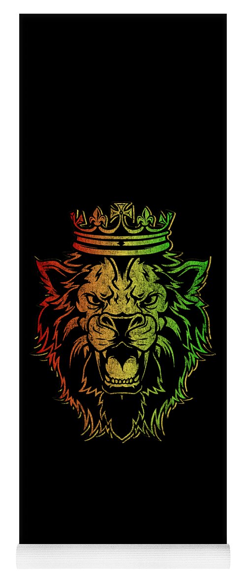 Rasta Yoga Mat featuring the digital art Vintage Lion of Judah Rastafarian #1 by Flippin Sweet Gear