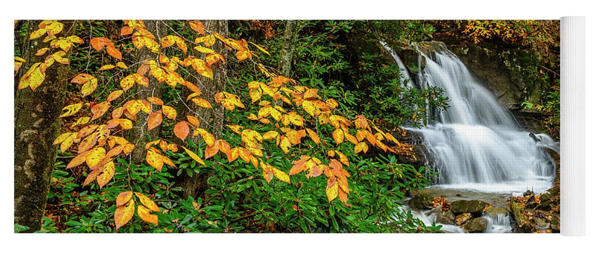 Waterfall Yoga Mat featuring the photograph Waterfall and Fall Color #1 by Thomas R Fletcher