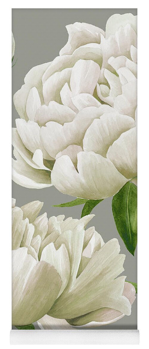 Botanical Yoga Mat featuring the painting White Peonies I #1 by Grace Popp