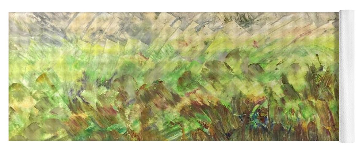 Landscape Yoga Mat featuring the painting Windy fields #1 by Norma Duch