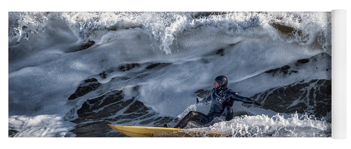 Surfing Yoga Mat featuring the photograph Winter Surfing #1 by David Kay