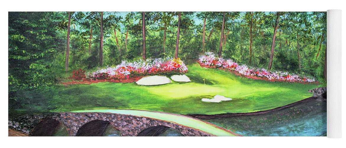 Ken Figurski Yoga Mat featuring the painting 12th Hole At Augusta National by Ken Figurski