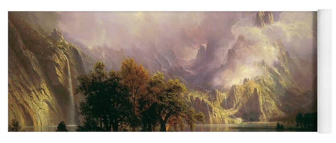 Albert Yoga Mat featuring the painting Rocky Mountain Landscape by Albert Bierstadt