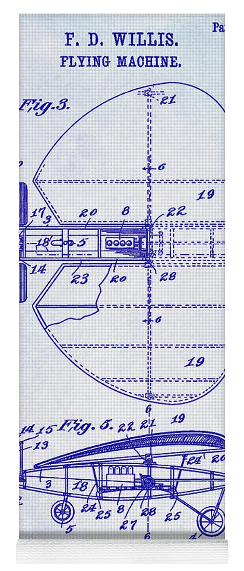 1920 Airplane Patent Yoga Mat featuring the photograph 1912 Flying Machine Patent Blueprint by Jon Neidert