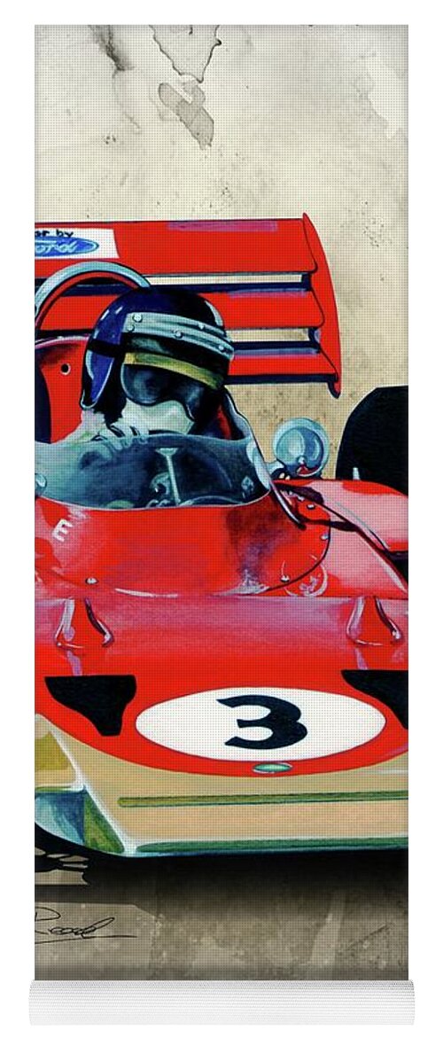 Art Yoga Mat featuring the painting 1970 Lotus 72 by Simon Read
