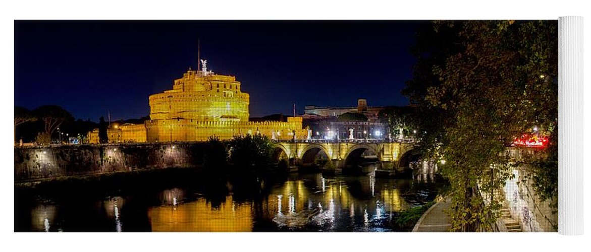 Italy Yoga Mat featuring the photograph Castel Sant Angelo by night #2 by Robert Grac