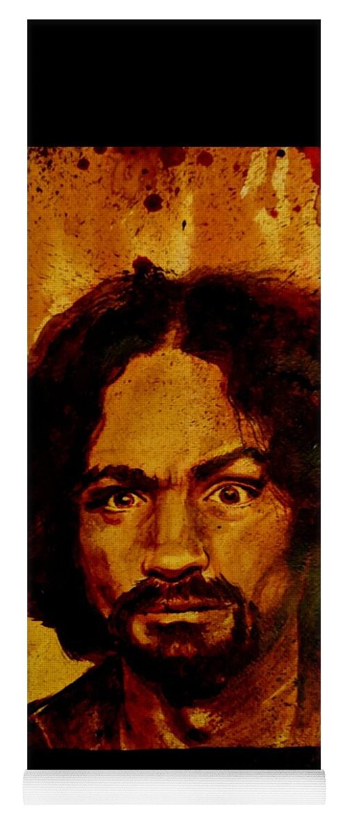 Ryan Almighty Yoga Mat featuring the painting CHARLES MANSON portrait fresh blood #2 by Ryan Almighty