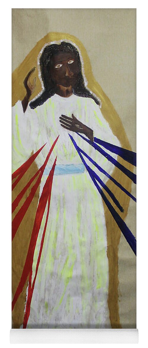 Jesus Christ Yoga Mat featuring the painting Divine Mercy #2 by Gloria Ssali