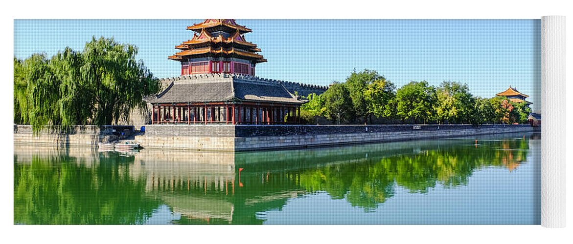 Beijing Yoga Mat featuring the photograph Forbidden City Watchtower #2 by Iryna Liveoak