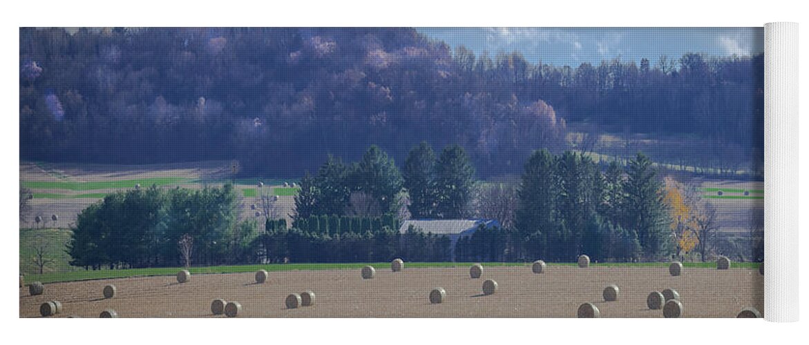 Hay Yoga Mat featuring the photograph Hay Bale Harvest #2 by Phil S Addis