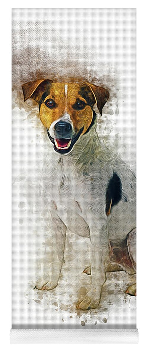 Dog Yoga Mat featuring the digital art Jack Russell #2 by Ian Mitchell