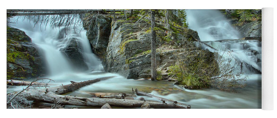 Twin Falls Yoga Mat featuring the photograph 2 Medicine Twin Falls by Adam Jewell