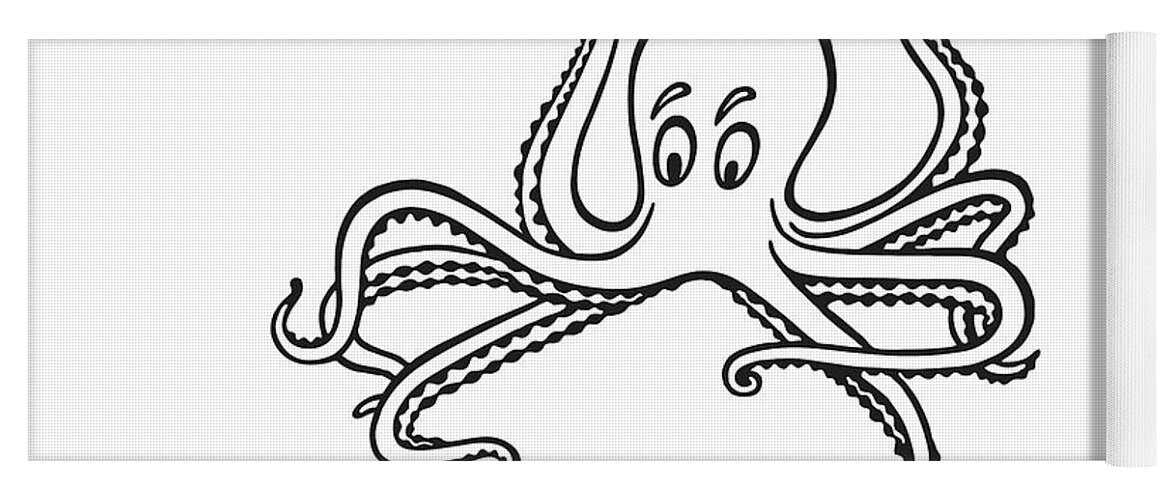 Animal Yoga Mat featuring the drawing Octopus #2 by CSA Images