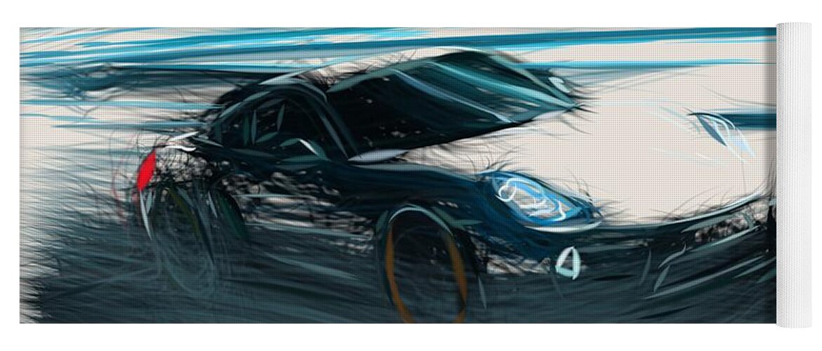 Porsche Yoga Mat featuring the digital art Porsche Cayman Drawing #3 by CarsToon Concept