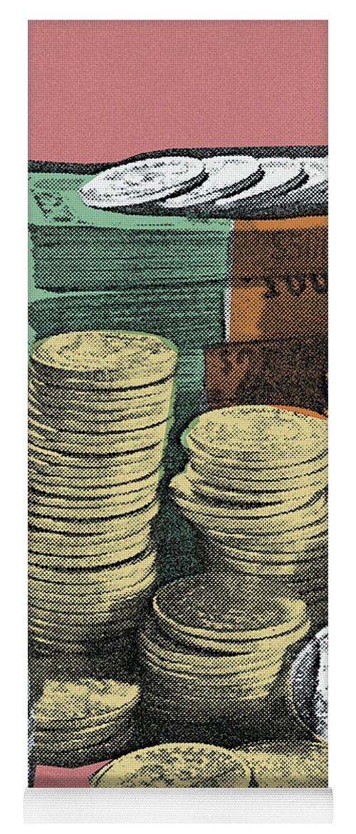 Asset Yoga Mat featuring the drawing Stacks of Money #2 by CSA Images