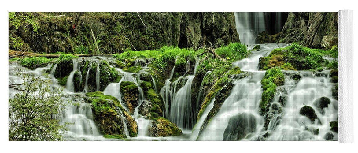 2 Tier Waterfall Yoga Mat featuring the photograph Roughlock Falls in the Spearfish Canyon Nature Area, South Dakota by Doolittle Photography and Art