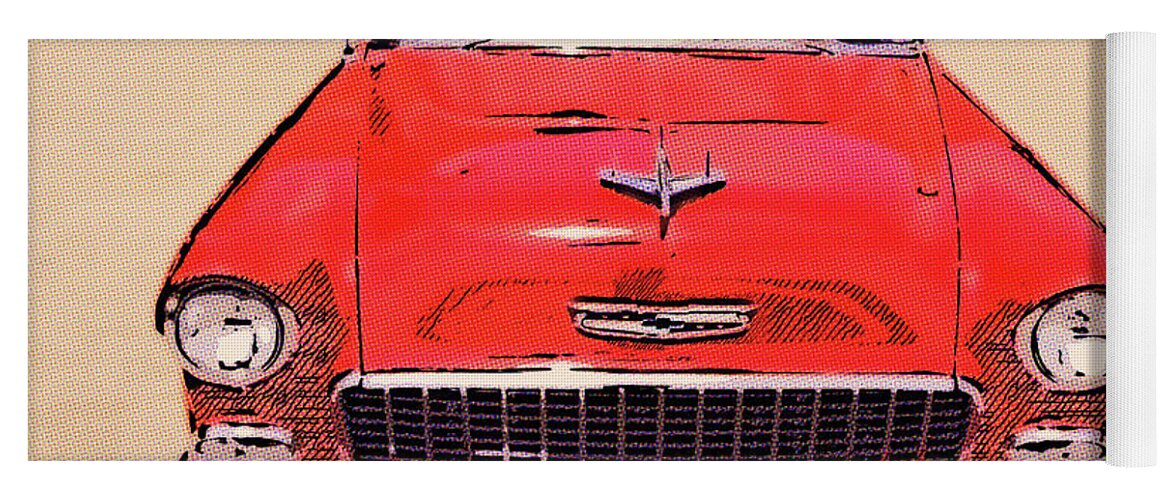 1955 Chevy Red & White Yoga Mat featuring the digital art 2 Tone 55 by Rick Wicker