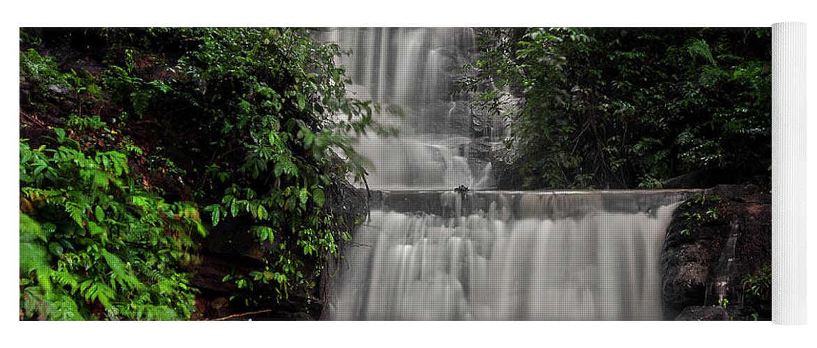 Water Yoga Mat featuring the photograph Waterfall #1 by Irman Andriana