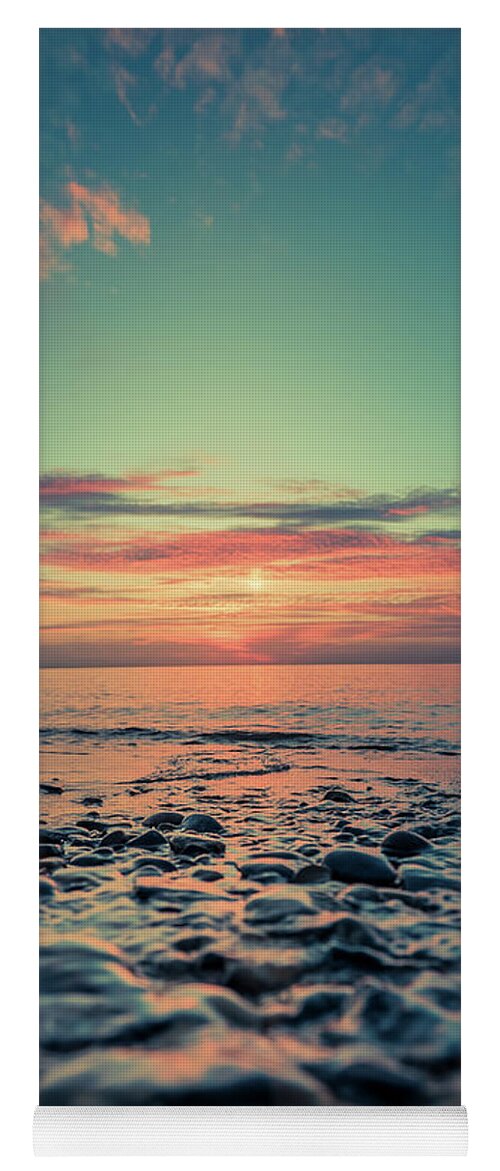 Beach Yoga Mat featuring the photograph Lake Erie Sunset #27 by Dave Niedbala