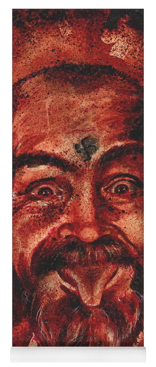 Ryan Almighty Yoga Mat featuring the painting CHARLES MANSON port dry blood by Ryan Almighty