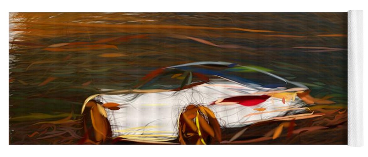 Jaguar Yoga Mat featuring the digital art Jaguar F Type Chequered Flag Edition Drawing #4 by CarsToon Concept