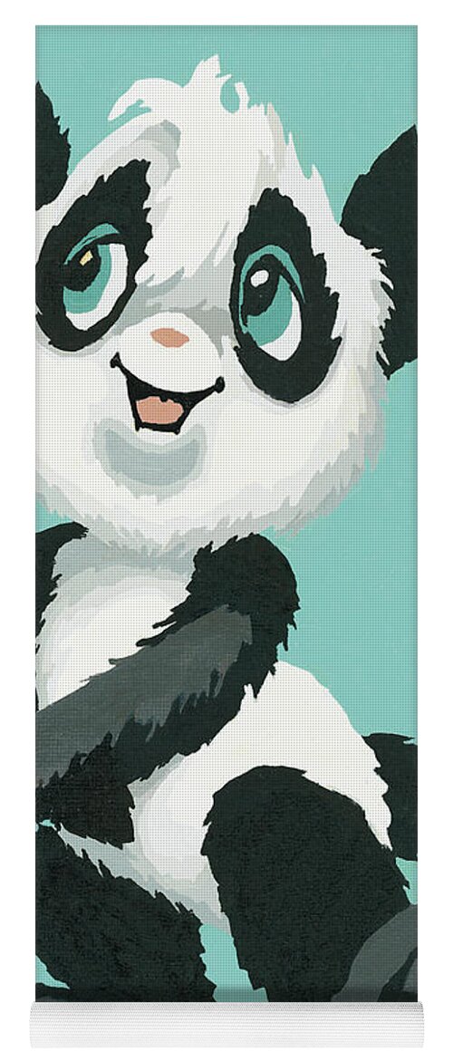 Animal Yoga Mat featuring the drawing Panda bear #3 by CSA Images
