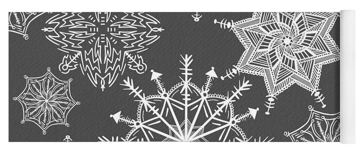Christmas Yoga Mat featuring the digital art Snowflakes #3 by HD Connelly