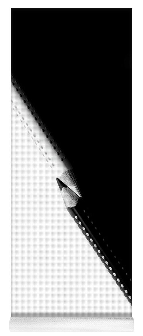 Education Yoga Mat featuring the photograph Two drawing pencils on a black and white surface. #5 by Michalakis Ppalis