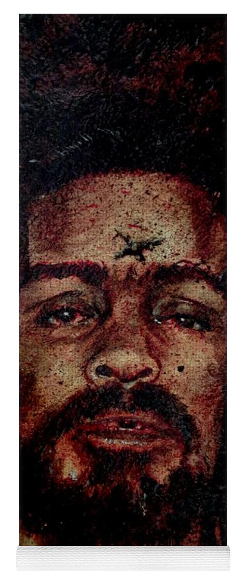 Ryan Almighty Yoga Mat featuring the painting CHARLES MANSON port dry blood #4 by Ryan Almighty