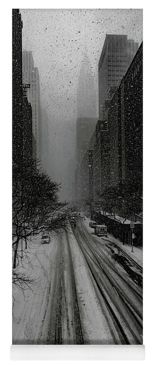 42nd Street Yoga Mat featuring the photograph 42nd Street Snow Storm by Chris Lord