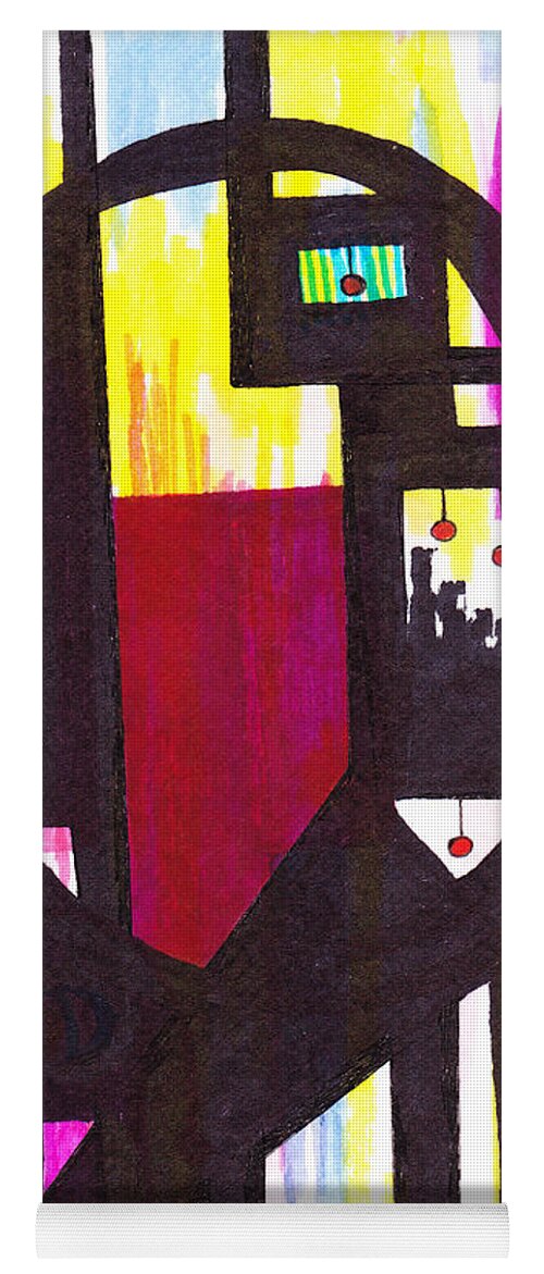 Abstract Yoga Mat featuring the mixed media 46.AB.7 Abstract by Lew Hagood