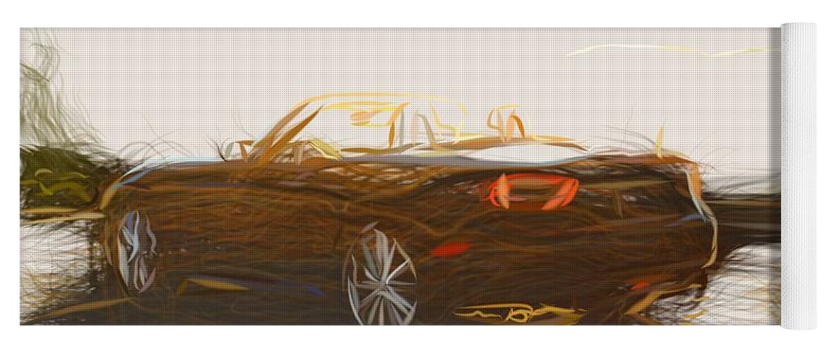 Fiat Yoga Mat featuring the digital art Fiat 124 Spider Drawing #6 by CarsToon Concept