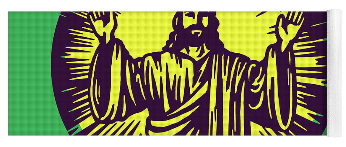 Adult Yoga Mat featuring the drawing Jesus Giving a Blessing #5 by CSA Images