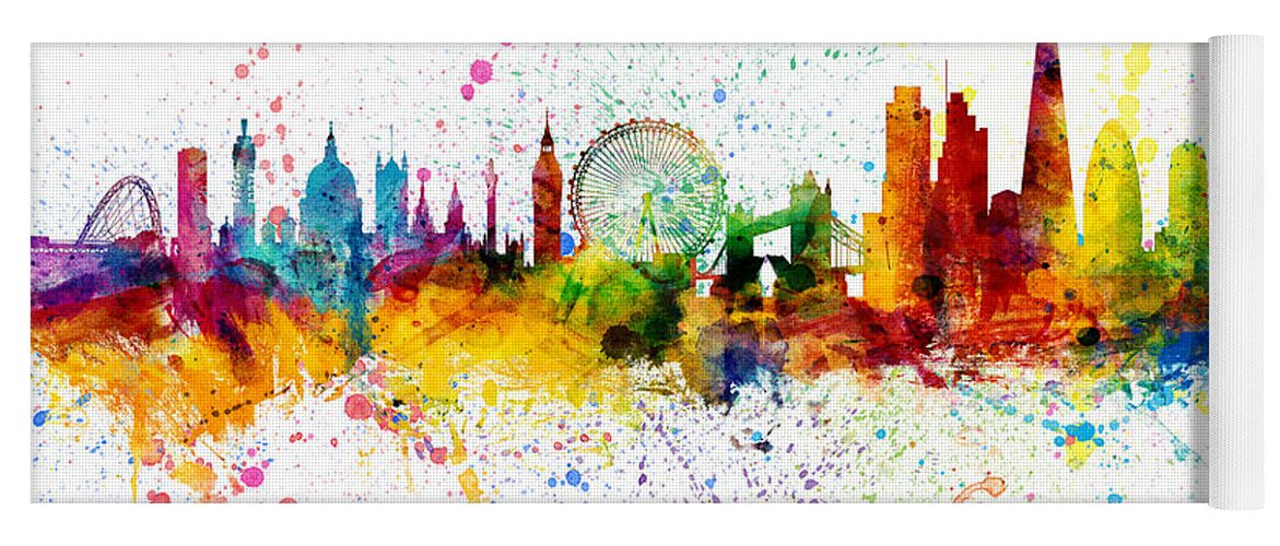 London Yoga Mat featuring the digital art London England Skyline #57 by Michael Tompsett