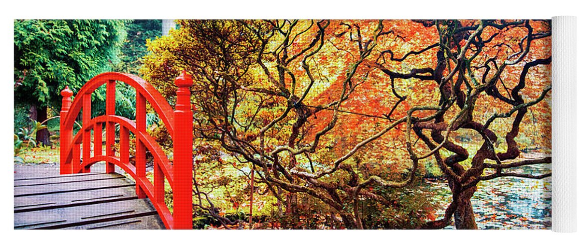 Asian Yoga Mat featuring the photograph autumn in Japanese park #6 by Ariadna De Raadt