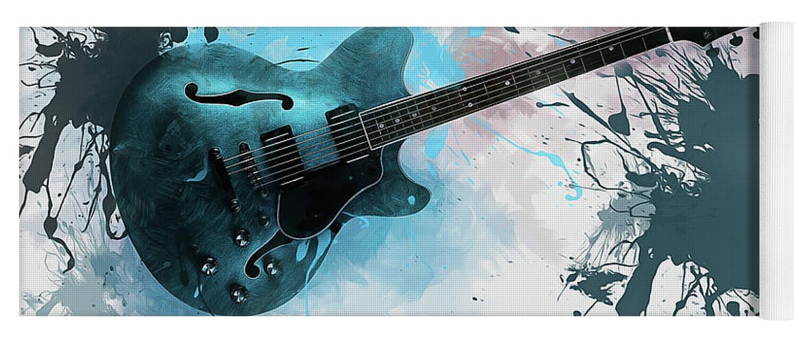 Music Yoga Mat featuring the digital art Electric Guitar #6 by Ian Mitchell