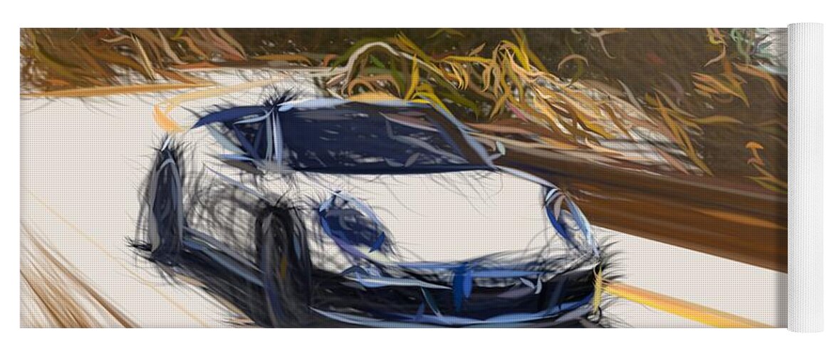 Porsche Yoga Mat featuring the digital art Porsche 911 Carrera GTS Draw #7 by CarsToon Concept