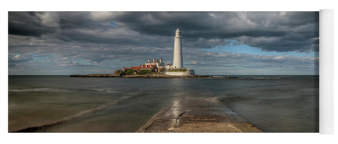 St Mary's Lighthouse Yoga Mat featuring the photograph St Mary's Lighthouse - England #7 by Joana Kruse