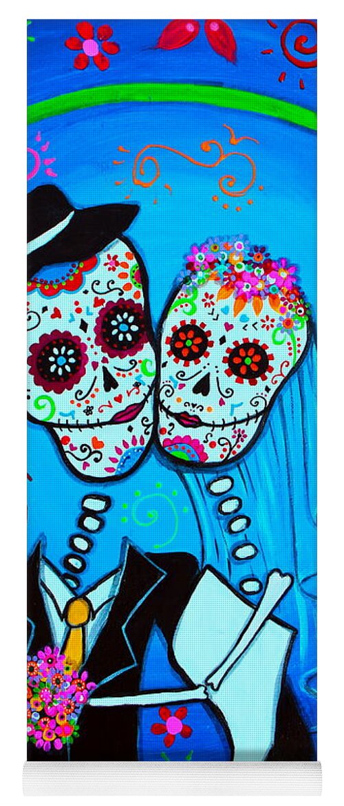 Day Of The Dead Yoga Mat featuring the painting Wedding Dia De Los Muertos #7 by Pristine Cartera Turkus