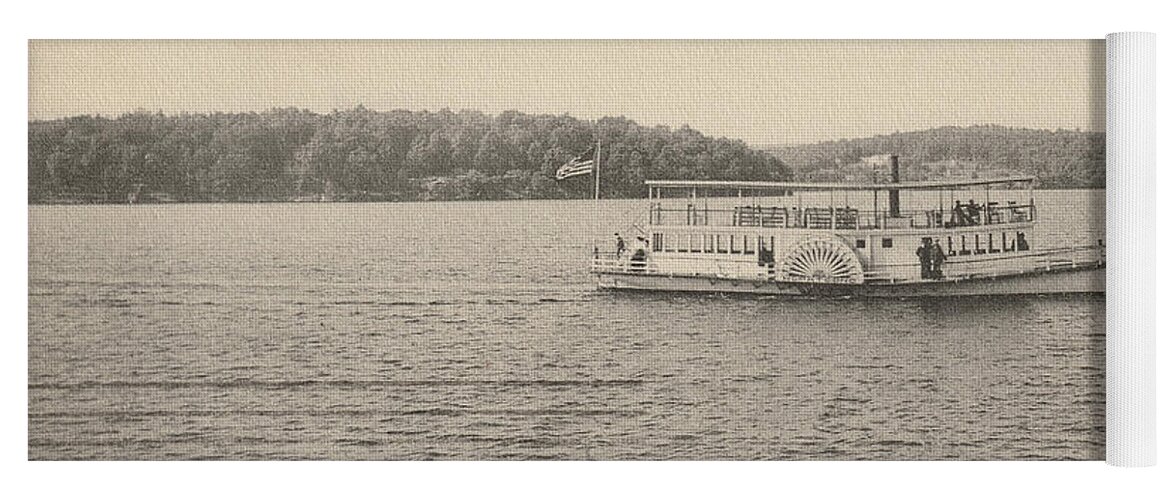 Lake Yoga Mat featuring the photograph A White Line Steamer on Lake Hopatcong by Mark Miller