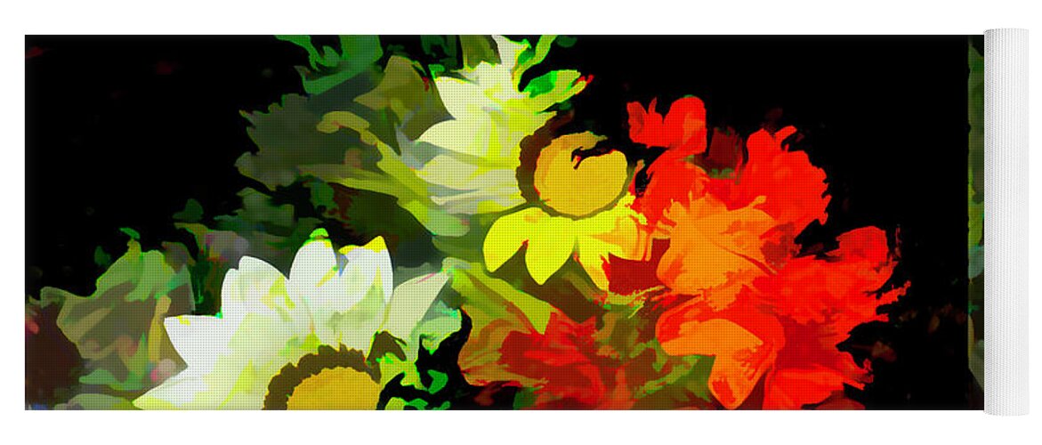 Flowers Yoga Mat featuring the digital art Abstract flowers presentation by Cathy Anderson