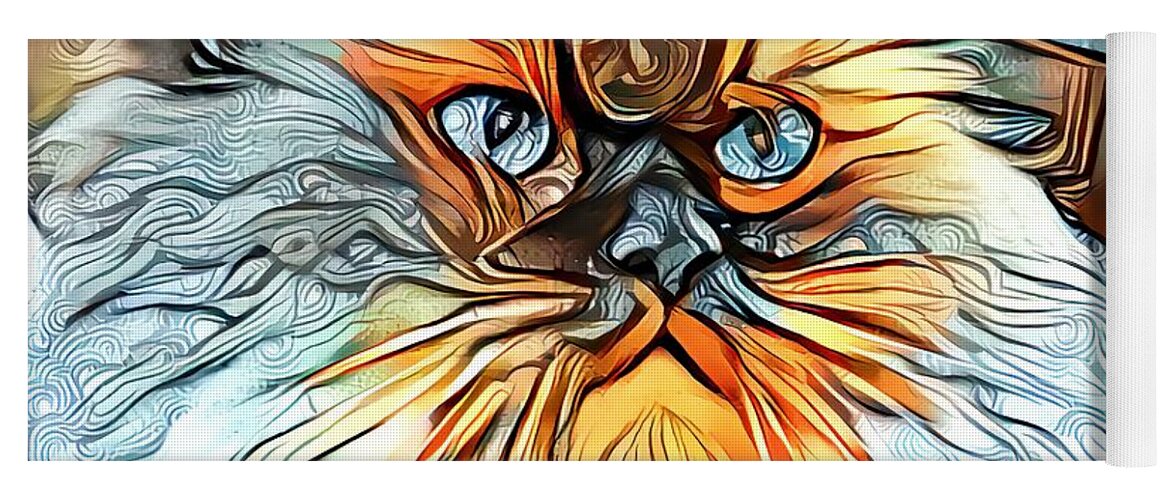 Himalayan Yoga Mat featuring the digital art Abstract Orange Himmy Cat by Don Northup